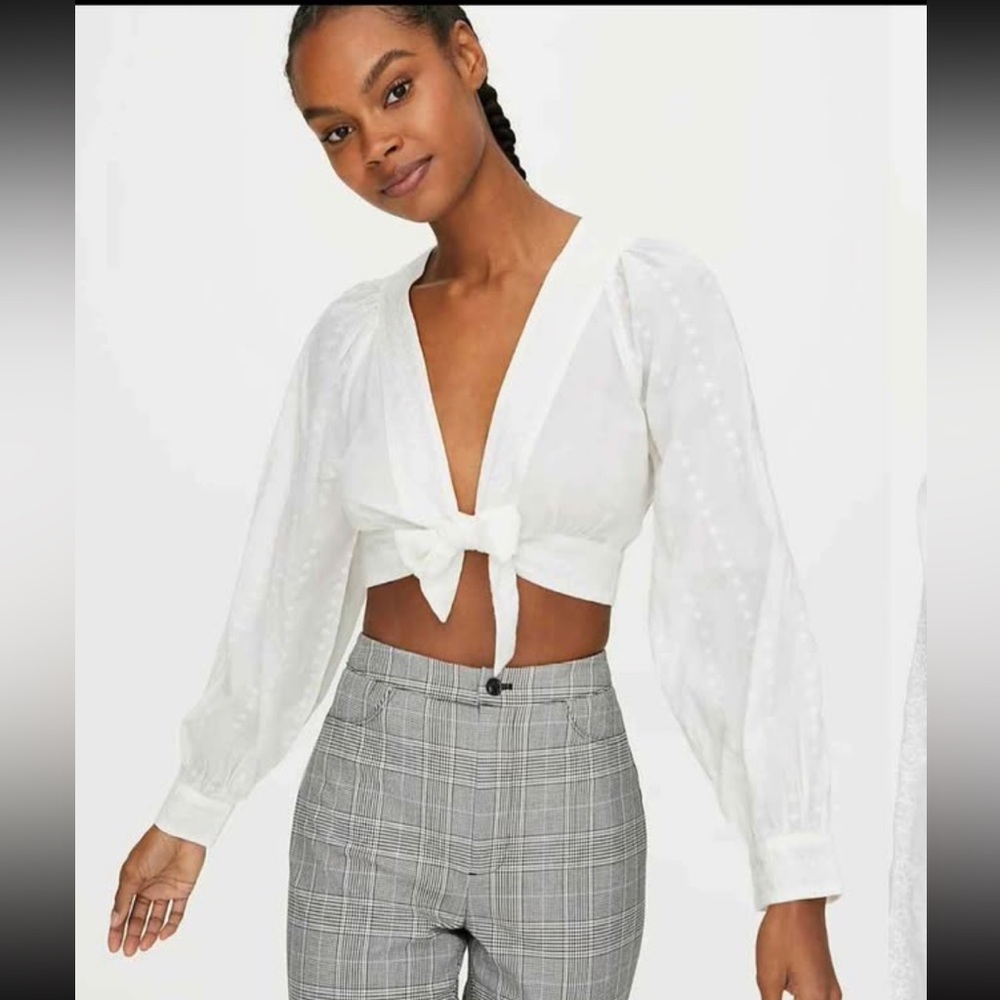 Sunday Best White Tie-Front Blouse